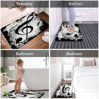 Music Notes Bath Rugs for Bathroom Durable Flannel Bath Rug Clearance Mats for Forlaundry Room and Kitchen Decor Carpt Washable 20 X 32 Inch Mat