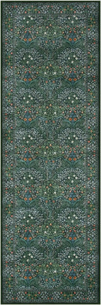 Lahome Floral Washable Runner Rug, 2'6''x8' Soft Hallway Rug Non Slip, Boho Ultra-Thin Kitchen Runners for Hallways with Rubber Backing Carpet Runner for Laundry Bedroom Bathroom, Dark Green