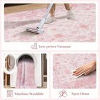 LIVEBOX Pink Area Rug 5x7, Vintage Living Room Rug Machine Washable Area Rugs, Pink Rugs for Bedroom Girls, Indoor Carpet for Dining Room Nursery Dorm Home Decor