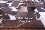 Modern Design Premium Cowhide Leather Carpet with Chevron Pattern, Area Rug (Brown/White-1, 9x15)