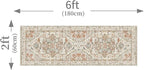 Enkor Runner Rugs for Hallway, 2x6 Washable Soft Boho Non Slip Floor Rugs for Kitchen, Modern Mat for Living Room Bedroom Entryway Beige & Orange