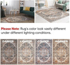 Keen Home Design 8x10 Rug - Machine Washable Area Rug with Non-Slip Backing, Ideal for Living Room, Dining Room, Bedroom - Vintage, Easy Clean, Durable, Low Pile Rug - (8' x 10')