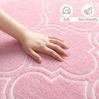 Amearea Fluffy Indoor Area Rug, Soft Trellis Moroccan Rugs for Bedroom, Shag Modern Area Rug for Living Room Kids Room Nursery, Easy Clean, Home Decor Low Pile Carpet, Pink 6x9 Feet