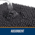 OLANLY Bathroom Rugs 34x21, Extra Soft Absorbent Chenille Bath Rugs, Rubber Backing Quick Dry, Machine Washable Bath Mats for Bathroom Floor, Tub and Shower, Home Decor Accessories, Dark Grey