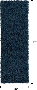 Unique Loom Solid Shag Collection Area Rug (2' 2" x 6' 5" Runner, Sapphire Blue/ Navy Blue)