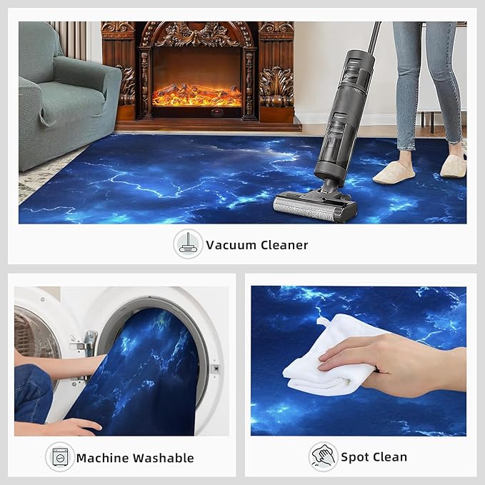 2x3 Lightning Rugs for Entryway - Natural Weather Small Area Rugs, Thunderstorm Lightning Laundry Room Carpet Non Slip Accent Throw Rug for Bathroom Kitchen Sink Front Door