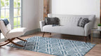 Rugs.com Lattice Trellis Collection Rug – 8' x 10' Blue Low-Pile Rug Perfect for Living Rooms, Large Dining Rooms, Open Floorplans