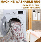 Runner Rug 2×6, Machine Washable Non-Slip Vintage Area Rug, Low Pile, Indoor Carpet Printed Floral Rugs for Living Room, Entryway, Kitchen, Bedroom,Beige