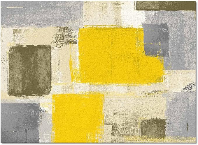 Yellow Rectangular Area Rugs for Living Room Bedroom 5 x 8 ft Abstract Paint Texture Modern Art Non-Shedding Soft Low Pile Rug Non Slip Washable Rug for Nursery Entryway Playroom