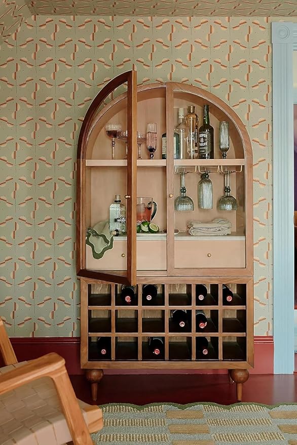 Hand-Tufted Wool Rug with Scalloped Edges, Light Blue Plaid Pattern, Cozy Soft Area Rug for Living Room, Bedroom, and Nursery, Handmade Modern Accent Rug (Blue, 5X8 FEET)