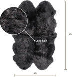 Real Sheepskin Rug 4x6 ft | Sheepskin Rugs for Living Room and Sofa | Bedside Rugs for Bedrooms | Large Fluffy Rug is Breathable & Heat-regulating in Color Dark Grey