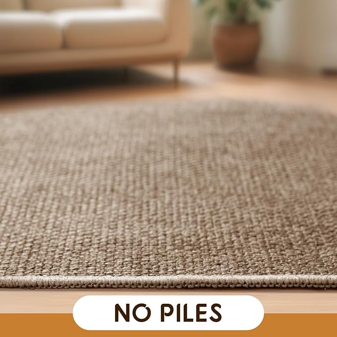 LBRO2M Easy Jute Solid Area Rug 5X7 Washable Rugs for Living Room Bedroom Natural Jute Look Indoor Outdoor Rug Durable, Solid Non Shedding Eco Friendly (5X7 Natural)
