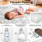 5x7 Tie-Dyed Grey Rugs for Living Room Bedroom, Fluffy Large Area Rug Soft Shag Non-Slip Carpet for Kids Boys and Girls Room Dorm Home Decor (5ft x 7ft)