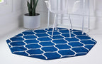 Rugs.com Lattice Frieze Collection Rug – 5' Octagon Navy Blue Medium Rug Perfect for Living Rooms, Kitchens, Entryways