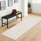 RUGSREAL 2x6 Runner Rug Washable Kitchen Runner Rug Modern Abstract Runner Mat for Hallway Contemporary Solid Rug Non-Slip Foldable Aesthetic Accent Floor Carpet for Living Room Bedroom, Beige