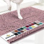 Muddy Mat® | Super Absorbent Door Mat Indoor, Microfiber Quick Dry Chenille Entryway Rug, Non-Slip Front Door Mat, Indoor Mats for Entryway, Machine Washable Pet Rug, Pink 24"x35"