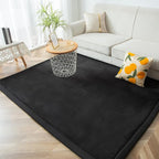 MAXYOYO Black Coral Velvet Area Rug, Thick Japanese Tatami Mat Living Room Carpet with Non-Slip Backing, Large Solid Color Mat for Bedroom Dormitory Yoga, 78 by 158 inch
