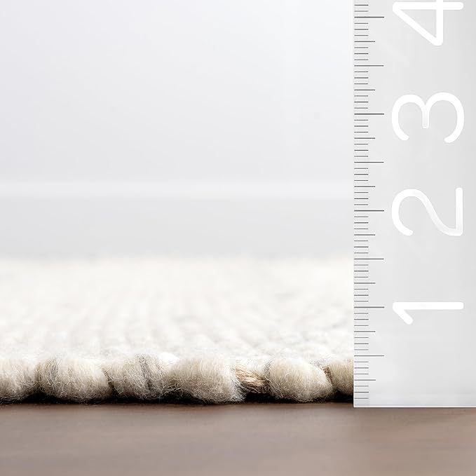Rugs USA Hamptons Marled Ivory/Grey, 9'6" x 13'6", Hand Woven, Marled, Tassel, Soft and Cozy, High Traffic, Stain Resistant, Easy Clean, Durable Area Rug for Bedroom, Living Room, Dining, Den, Foyer
