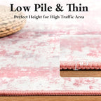 Washable Abstract Rug, 3x5 Modern Area Rugs with Non-Slip Rubber Backed for Bedroom, Thin but Soft Contemporary Carpet Kitchen Living Room Decor, Pink