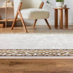 Antep Rugs Alfombras Bordered Modern 3x5 Non-Slip (Non-Skid) Low Pile Rubber Backing Indoor Area Rug (Beige, 3' x 5')