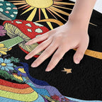 Erosebridal Trippy Mushroom Rugs Groovy Floral Fluffy Rugs Rainbow Striped Indoor Entry Rug 16x24 Hippie Boho Eye Non Slip Bathroom Carpet Starry Night Floor Mats 70s Theme Decor