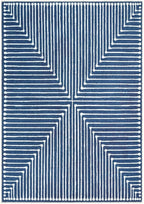 GLN Rugs Contemporary Collection - Machine Washable Area Rug, Contemporary Washable, Non Slip, Low Pile Chenille Rug, Living Room, Bedroom, Kitchen Rug (9' x 12' Lines Blue)