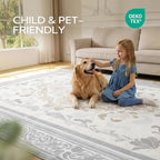 SOULFUL Medium Pile 2x3 Entryway Rug - Soft Foot Feel Small Area Rug - Light Taupe Boho Floral - Washable Non-Slip - Perfect for Hallway Kitchen Bedroom Bathroom Indoor Entrance