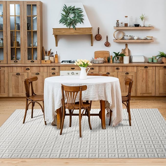 LUXE WEAVERS Geometric Greek Pattern Area Rug, Cream, 6'X9'
