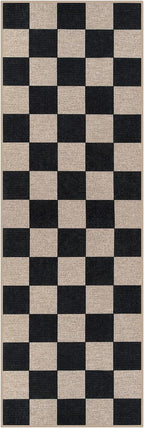 Lahome Checkered Easy Jute Runner Rug, 2x6 Kitchen Runner Rug Non Slip Washable Outdoor Carpet for Entryway Indoor, Checkerboard Black Indoor Outdoor Carpet Runners for Hallway 6ft Entry