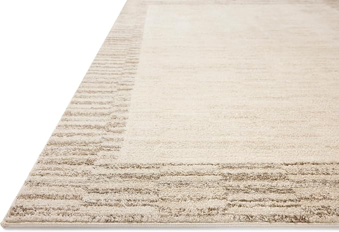 Loloi Chris Loves Julia Calvin Collection CLV-04 Ivory/Pebble 2'-3" x 3'-10" Accent Rug Checkered Neutral Soft Living Room Bedroom Carpet