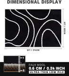 YIHOUSE Black Modern Area Rug 6x9,Abstract Rugs for Bedroom,Black and White Geometric Rug,Minimalist Wave Rug,Dark Washable Area Rugs 6x9 Non Slip Rugs for Living Room，Office