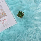 Latepis High Pile Faux Fur Area Rug, 4x6 ft, Light Blue, Living Room, Bedroom Decor, Washable, Fluffy, Luxury Home Decor