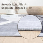HOMFINE Washable Modern Area Rug - Geometric Style 4x6 Rugs for Living Room, Bedroom, Machine Washable Rug Soft Non Slip Non Shedding Area Rug - Grey, 4'x6'
