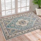 Boho Vintage Oriental Entry Rugs for Entrance Non-Slip Washable Tribal Small Area Rug,Ultra Soft Bohemian Floral Medallion Low-Pile Indoor Front Door Mat for Bedroom Kitchen Bathroom 24" x 36"