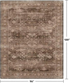 Boho Taupe Brown Living Room Rug 8x10 - Modern Vintage Traditional Eclectic Oriental Neutral, Washable Low Pile Non-Slip Extra Large Area Rugs for Dining Under Table Bedroom Lounge