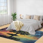 3x6 Tree of Life Bedroom Rug Under Bed - Galaxy Tree Kids Room Rugs, Dreamlike Starry Sky Bedroom Runner Rug Soft Washable for Living Room Kitchen