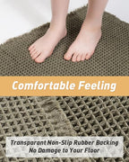 AMOAMI Upgraded Waffle Bath Mat, Super Absorbent Non Slip Bath Mats for Bathroom Floor, Machine Washable Bathroom Rugs with Tassels, Rubber Backed Bathroom Mats, Ultra Soft, 24" x 36", Green