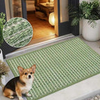 Small Bathroom Rugs,18"x30" Non Slip Sage Green Braided Bath Mat for Bathroom Floor,Washable Luxury Bath Rug for Tub Soft Boho Absorbent Shower Mat