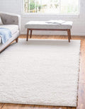 Unique Loom Davos Shag Collection Area Rug - Solid (6' 1" x 9' Rectangle, White/ Ivory)