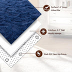 Shag Area Rugs for Living Room, Soft Fuzzy Plush Rugs, Upgrade Anti-Skid Modern Furry Rugs Fluffy Carpets for Kids Room Nursery Home Decor Dark Blue, 5X7 Feet