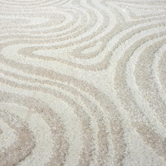 LUXE WEAVERS Geometric Swirl Cream 6x9 Area Rug High Low Modern Carpet