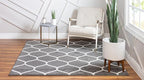 Rugs.com Lattice Frieze Collection Rug – 3' Square Dark Gray Medium Rug Perfect for Living Rooms, Kitchens, Entryways