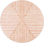 GLN Rugs Contemporary Collection - Machine Washable Area Rug, Contemporary Washable, Non Slip, Low Pile Chenille Rug, Living Room, Bedroom, Kitchen Rug (5'3" Round Orange Beige)