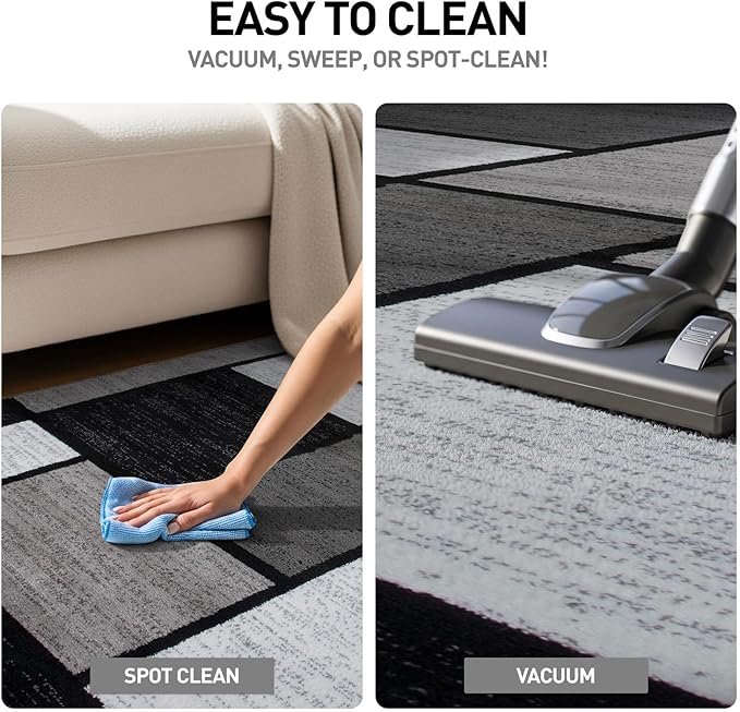 Rugshop Contemporary Modern Boxes for Home Office,Living Room,Bedroom,Kitchen Non Shedding Square Area Rug 6'6" x 6'6" Gray