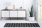 Rugs.com Lattice Frieze Collection Rug – 2' x 8' 8 Runner Black Medium Rug Perfect for Living Rooms, Large Dining Rooms, Open Floorplans