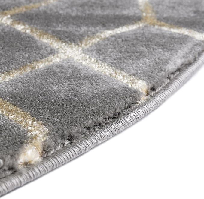 Unique Loom Glam Collection Area Rug - Trellis (7' 10" x 10' Oval, Gray Gold/ Gold)