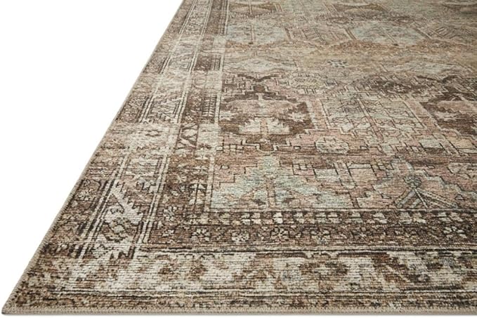 Loloi Amber Lewis Billie Collection, Clay & Sage 2'-6" x 9'-6" Area Rug – Antique & Distressed Accent Rugs for Living Room, Bedroom, Entryway & Hallway, No Shed High Traffic Area Home Decor Rug