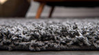 Unique Loom Solid Shag Collection Area Rug (4' 1" Round, Graphite Gray)