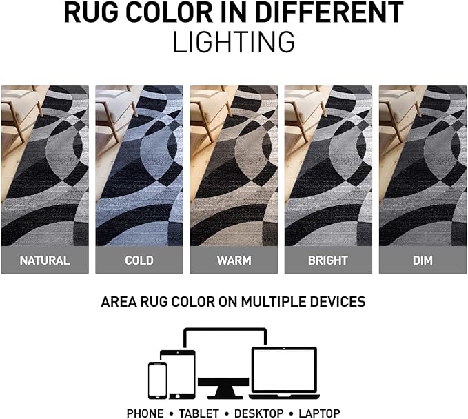Rugshop Contemporary Abstract Circles Perfect for high Traffic Areas of Your Living Room,Bedroom,Home Office,Kitchen Runner Rug 2'7" x 8' Gray