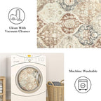 Lahome Moroccan Trellis Washable Small Area Rug, 3x5 Black Rug for Bedroom Living Room, Non-Slip Oriental Accent Throw Carpet for Kitchen Office Entryway Bathroom Office, Khaki